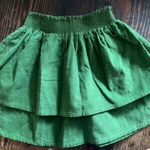 Mini Boden smocked woven skirt - green sz 6-7